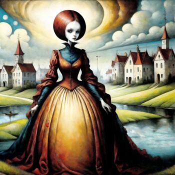 Painting titled "Crimson Reflection" by Alexandr Kuznetsov, Original Artwork, Acrylic Mounted on Wood Stretcher frame