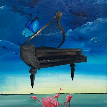 Painting titled "Eaux troubles" by Laurie Audoux, Original Artwork, Acrylic Mounted on Wood Stretcher frame