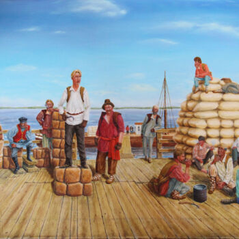 Peinture intitulée "Dubinushka (Chaliap…" par Vasily Zhdanov, Œuvre d'art originale, Huile