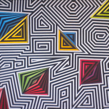 Painting titled "De l'eau et des roc…" by Stephane Pontié, Original Artwork, Acrylic Mounted on Wood Panel
