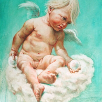 Ζωγραφική με τίτλο "👼 Ange-Elle 👼 She-A…" από Isabel Mahe, Αυθεντικά έργα τέχνης, Λάδι Τοποθετήθηκε στο Άλλος άκαμπτος πίνακ…