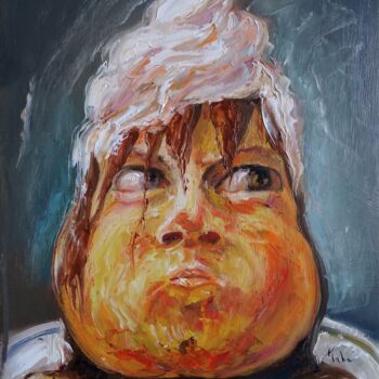 Painting titled "🍐 Poire Belle Hélène" by Isabel Mahe, Original Artwork, Oil