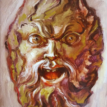 Peinture intitulée "🎭  Mascaron" par Isabel Mahe, Œuvre d'art originale, Huile