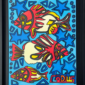 Peinture intitulée "Des poissons de car…" par Claude Combas, Œuvre d'art originale, Acrylique Monté sur Châssis en bois