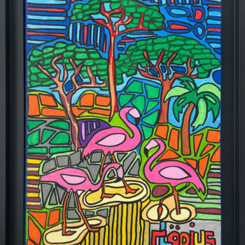 Peinture intitulée "Flambant rose" par Claude Combas, Œuvre d'art originale, Acrylique Monté sur Châssis en bois
