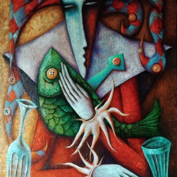 Painting titled "Sunday Thursday" by Andrej Losovoj, Original Artwork, Oil Mounted on Wood Stretcher frame