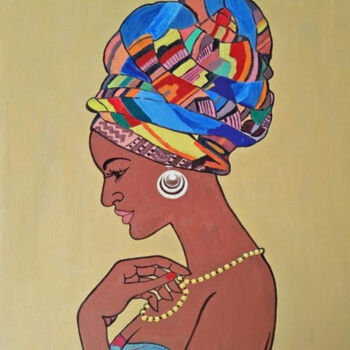 Painting titled "Turbaned Beauty" by Mayurie Fernando, Original Artwork, Acrylic