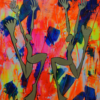 Painting titled "Allegresse (3)" by Delphine Dessein, Original Artwork, Acrylic Mounted on Wood Stretcher frame