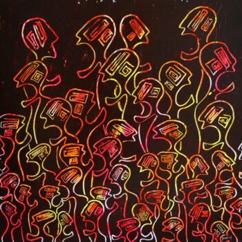 Painting titled "Nématoïdes des plai…" by Delphine Dessein, Original Artwork, Acrylic Mounted on Wood Stretcher frame