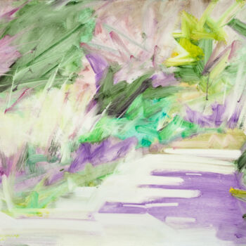 Peinture intitulée "Waiting: the purple…" par Simone Romani, Œuvre d'art originale, Huile Monté sur Panneau de bois