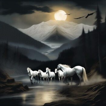 Digitale Kunst getiteld "Night festivities" door Alexander Mats, Origineel Kunstwerk, AI gegenereerde afbeelding