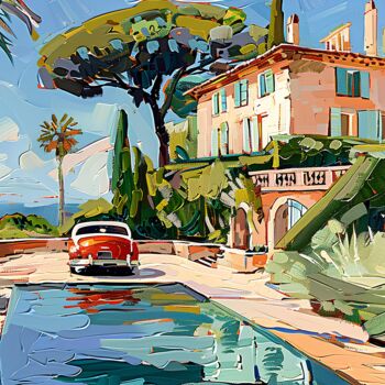Pintura titulada "House By The Pool" por Elena Avanesova, Obra de arte original, Acrílico
