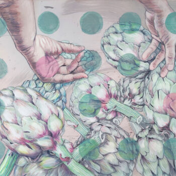 Drawing titled "Harvest time" by Natalie Levkovska, Original Artwork, Tempera