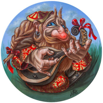 绘画 标题为“Round Musician” 由Victor Molev, 原创艺术品, 油