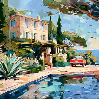 Digital Arts titled "House By The Sea 1" by Elena Avanesova, Original Artwork, AI generated image