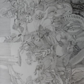 Tekening getiteld "Chronos n°3" door Geneviève Durantou, Origineel Kunstwerk, Grafiet