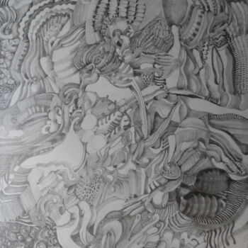 Tekening getiteld "Chronos n°4" door Geneviève Durantou, Origineel Kunstwerk, Grafiet