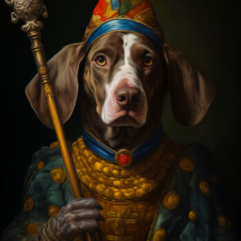 Digital Arts titled "Medieval Jester Dog…" by Paolo Chiuchiolo, Original Artwork, AI generated image