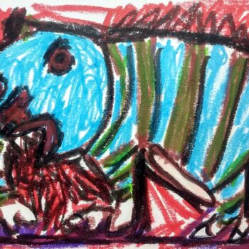 Pittura intitolato "The cat" da Pavlo Ponomarenko, Opera d'arte originale, Cera