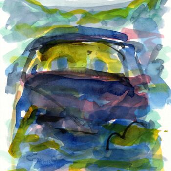 Malerei mit dem Titel "Auto/Selbster (1512…" von Detlef Lemme (Farbenkugel), Original-Kunstwerk, Aquarell