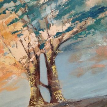 Painting titled "ARBRES" by Véronique Migliore, Original Artwork, Acrylic Mounted on Wood Stretcher frame