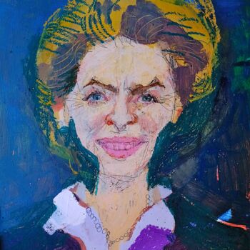 绘画 标题为“Ursula von der Leyen” 由Stefano Natali, 原创艺术品, 丙烯 安装在木板上