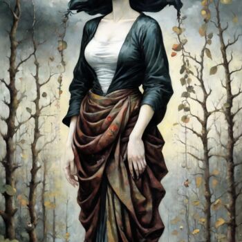 Painting titled "Forest Auburn" by Alexandr Kuznetsov, Original Artwork, Acrylic Mounted on Wood Stretcher frame