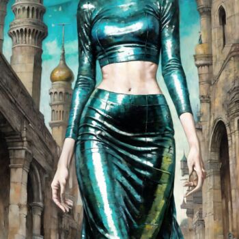 Peinture intitulée "Emerald Stroll" par Alexandr Kuznetsov, Œuvre d'art originale, Acrylique Monté sur Châssis en bois