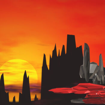 Digital Arts titled "Sunset 3" by Dejan Vucelic, Original Artwork, Digital Painting