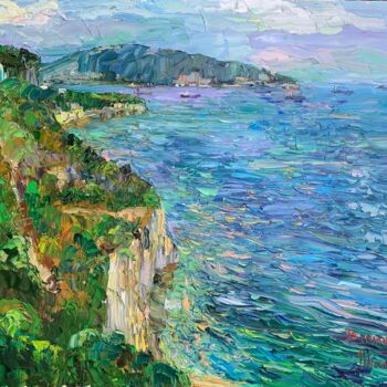 Peinture intitulée "Море в Новороссийск…" par Vasilii Shikhanov, Œuvre d'art originale, Huile Monté sur Châssis en bois