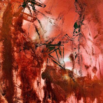 Malerei mit dem Titel "Abstraktion in Rott…" von Elisabeth Pein, Original-Kunstwerk, Acryl Auf Keilrahmen aus Holz montiert