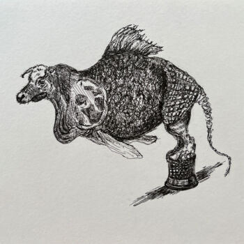 Dessin intitulée ":rer / The body in…" par Leni Smoragdova, Œuvre d'art originale, Marqueur