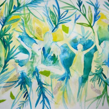 Painting titled "Ode à la nature" by Cécile Freitas, Original Artwork, Watercolor