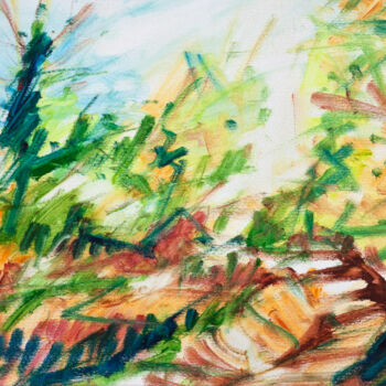 Peinture intitulée "Autumn on the path…" par Simone Romani, Œuvre d'art originale, Huile Monté sur Châssis en bois