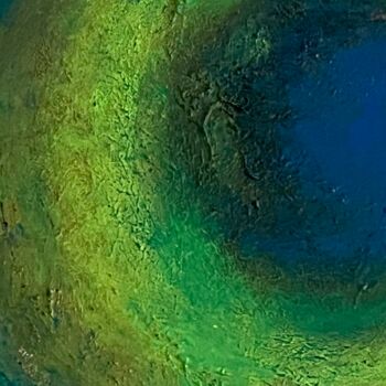 Malerei mit dem Titel "Mond im Fisch" von Elisabeth Pein, Original-Kunstwerk, Acryl Auf Keilrahmen aus Holz montiert