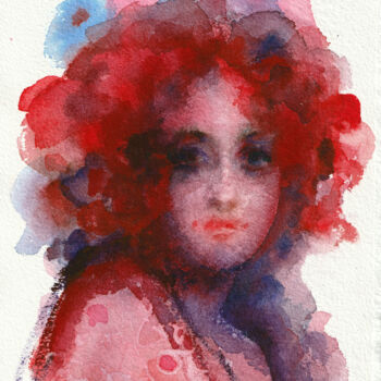 Painting titled "Visages du passé 1" by Tatiana Ivchenkova, Original Artwork, Watercolor
