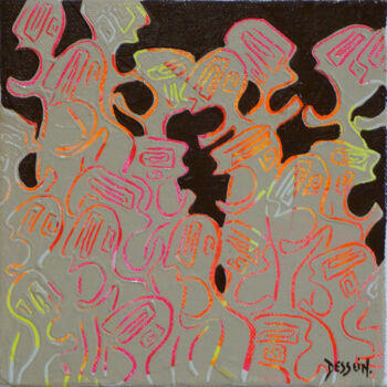 Painting titled "Nématoïdes des plai…" by Delphine Dessein, Original Artwork, Acrylic Mounted on Wood Stretcher frame