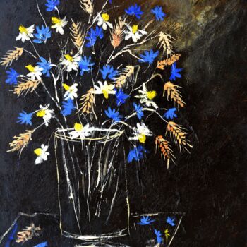 Ζωγραφική με τίτλο "Wild flowers 4524" από Pol Ledent, Αυθεντικά έργα τέχνης, Λάδι Τοποθετήθηκε στο Ξύλινο φορείο σκελετό