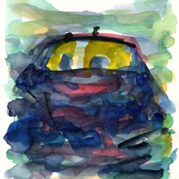 Malerei mit dem Titel "Auto/Selbster (1512…" von Detlef Lemme (Farbenkugel), Original-Kunstwerk, Aquarell