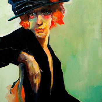 Peinture intitulée "Frenchwoman" par Pavel Filin, Œuvre d'art originale, Huile Monté sur Châssis en bois