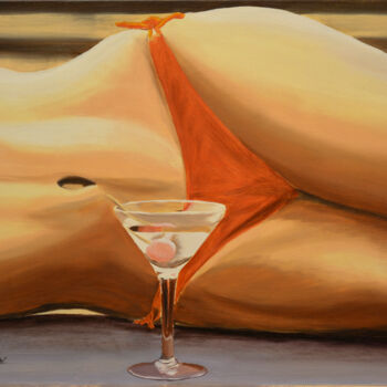 Painting titled "Apéritif" by Jacques Maupas, Original Artwork, Oil Mounted on Wood Stretcher frame