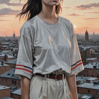 Painting titled "Urban Precipice" by Nursultan Abildayev, Original Artwork, Acrylic Mounted on Wood Stretcher frame