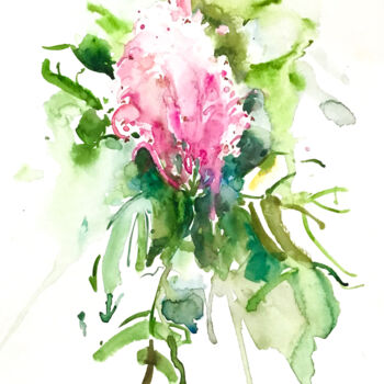 Peinture intitulée "Pink" par Kateryna Kondratieva, Œuvre d'art originale, Aquarelle