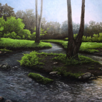 Painting titled "The Seasons. Spring." by Oleg Baulin, Original Artwork, Oil Mounted on Wood Stretcher frame