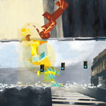 Digitale Kunst getiteld "dancing in the stre…" door Manfred Lieber, Origineel Kunstwerk, Digitaal Schilderwerk