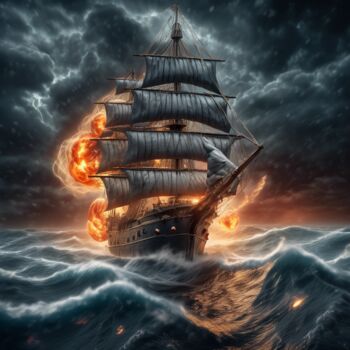 Digitale Kunst mit dem Titel "Under attack" von Benjamin De Glimme, Original-Kunstwerk, Digitale Malerei Auf Keilrahmen aus…