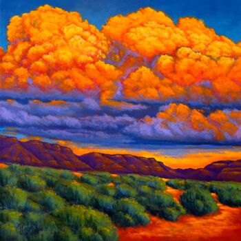 Malerei mit dem Titel "Summer Monsoon" von Joe A. Oakes, Original-Kunstwerk, Acryl Auf Keilrahmen aus Holz montiert