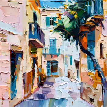 Painting titled "Street Scene" by Elena Avanesova, Original Artwork, Acrylic