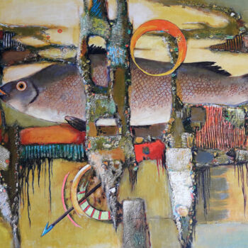 Painting titled "Out of the Water" by Serkhach, Original Artwork, Oil Mounted on Wood Stretcher frame