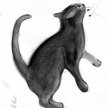 图画 标题为“Chat dynamique D-P-…” 由Alliet-Delacroix, 原创艺术品, 墨